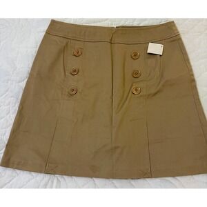 Harolds Khaki Stretch Cotton Skort Vintage Button Sz 10 Zip NWT